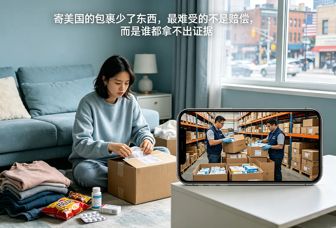 寄美国的包裹少了东西，最难受的不是赔偿，而是谁都拿不出证据
