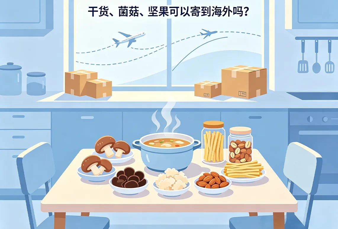 干货、菌菇、坚果可以寄到海外吗？