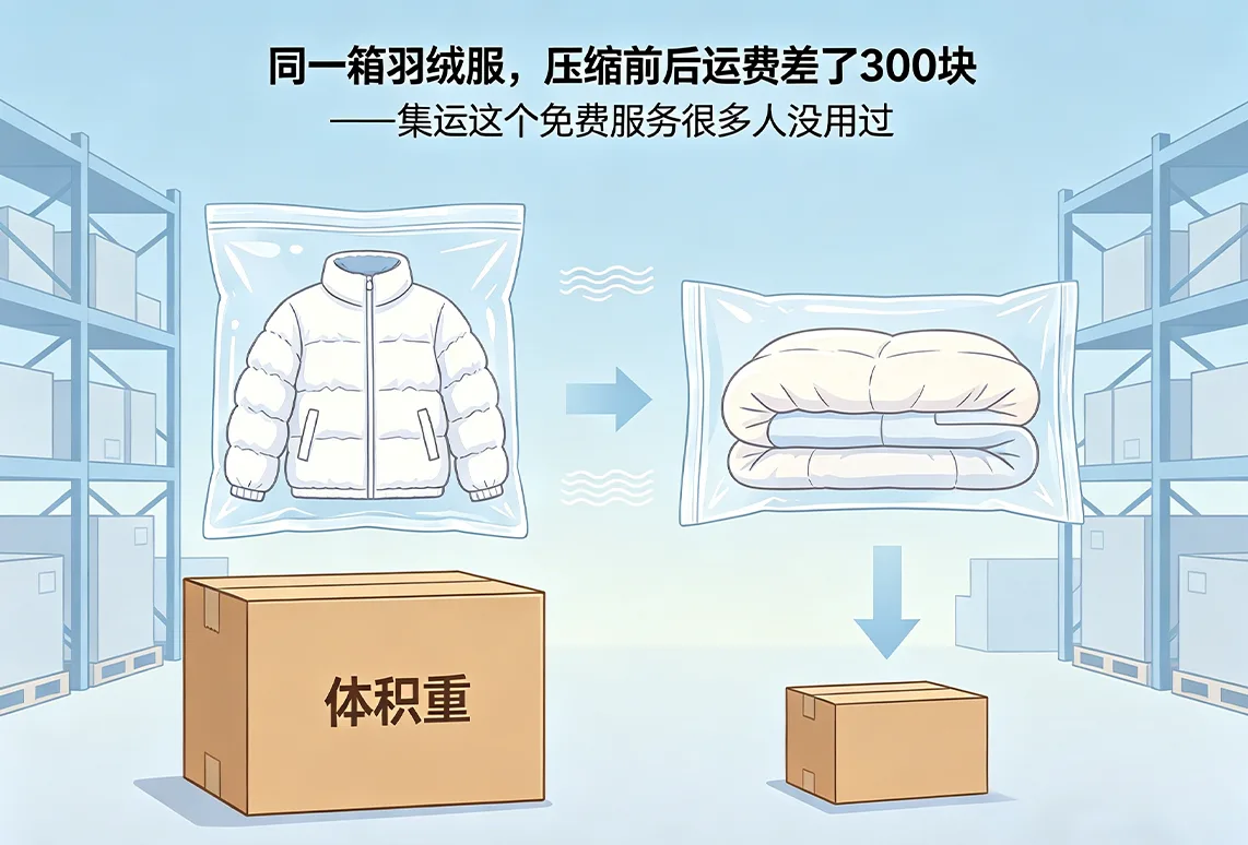同一箱羽绒服，压缩前后运费差了300块——集运这个免费服务很多人没用过