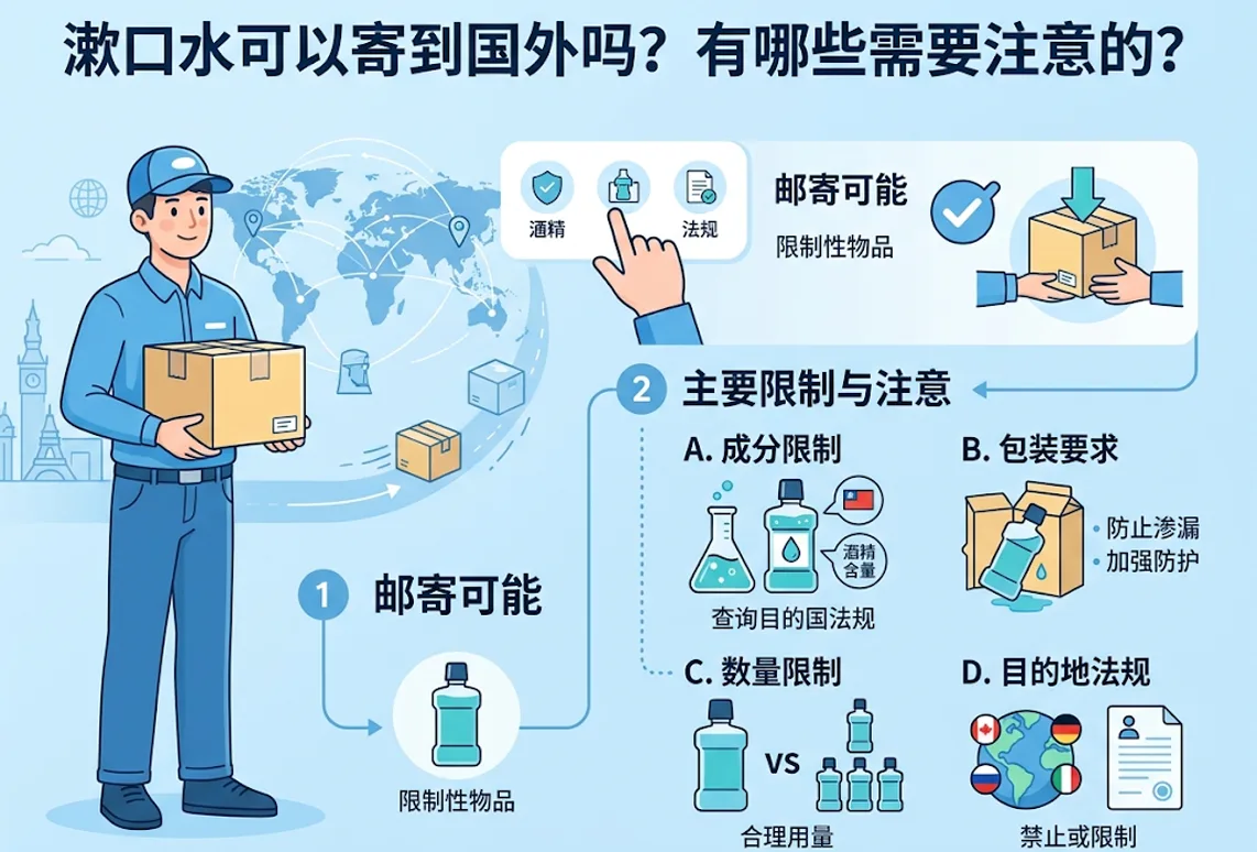 漱口水可以寄到国外吗？有哪些需要注意的？
