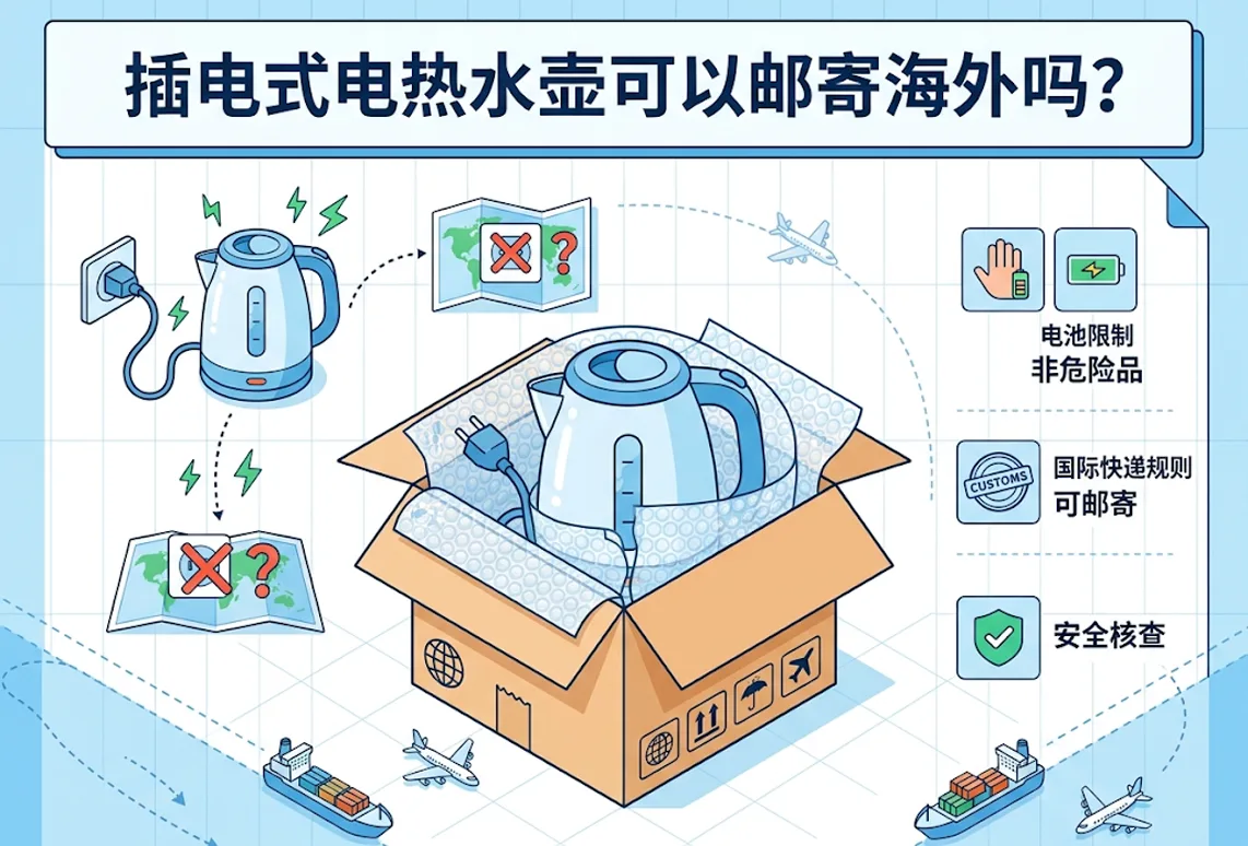 插电式电热水壶可以邮寄海外吗？