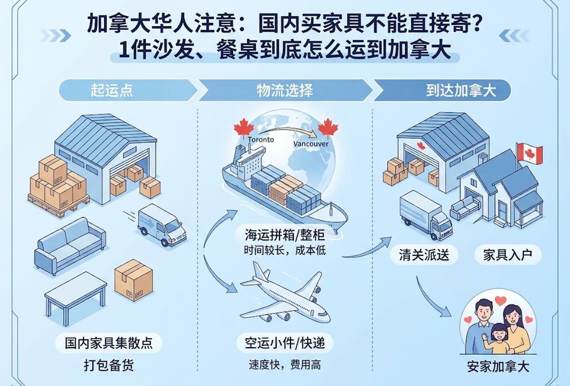 加拿大华人注意：国内买家具不能直接寄？1件沙发、餐桌到底怎么运到加拿大