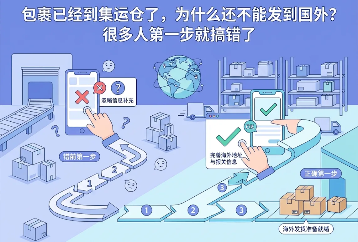 包裹已经到集运仓了，为什么还不能发到国外？很多人第一步就搞错了