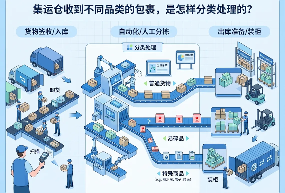 集运仓收到不同品类的包裹，是怎样分类处理的？