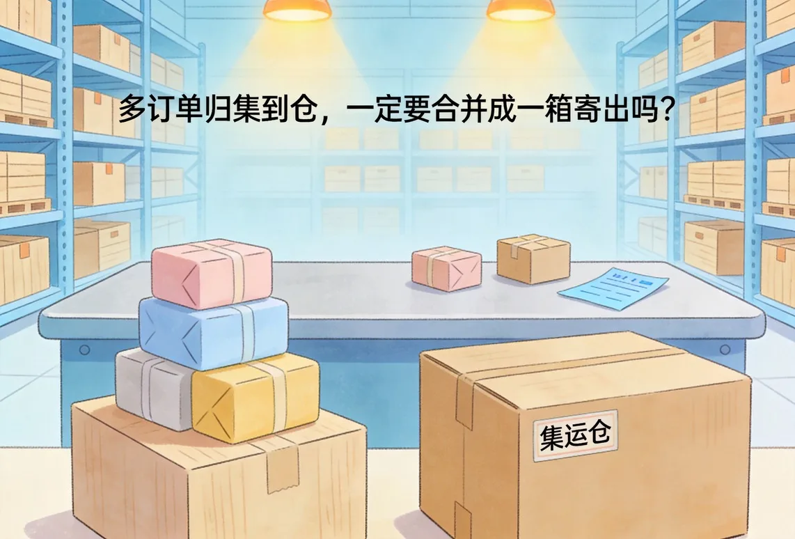 多订单归集到仓，一定要合并成一箱寄出吗？