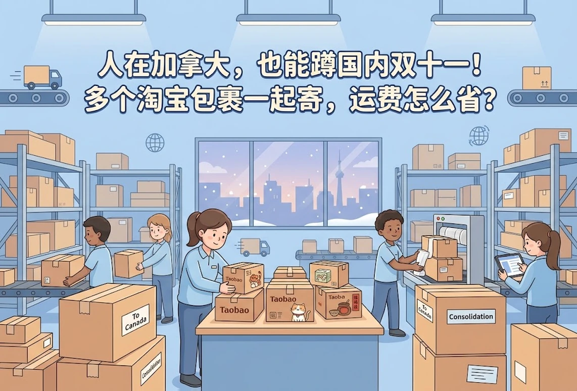 人在加拿大，也能蹲国内双十一！多个淘宝包裹一起寄，运费怎么省？